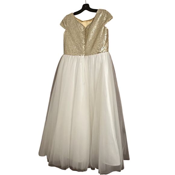 Custom Gold Sequin Cap Sleeve Bodice With Tulle Skirt, Double Lined Formal Zip main image 8